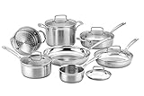 Cuisinart 12 Piece Tri-Ply Cookware Set, Multi, Stainless Steel
