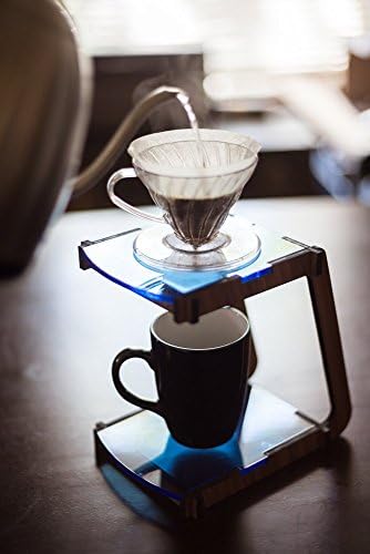 Coffee Pour Over Stand - Bamboo with Blue Accents