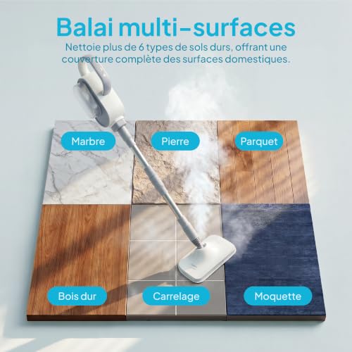 Livatro Balai vapeur 13 en 1 avec nettoyeur à main amovible | Réservoir XL 500 ml · 1500 W · Vapeur 130 °C · 3 niveaux · Câble 5 m · Sans produits chimiques