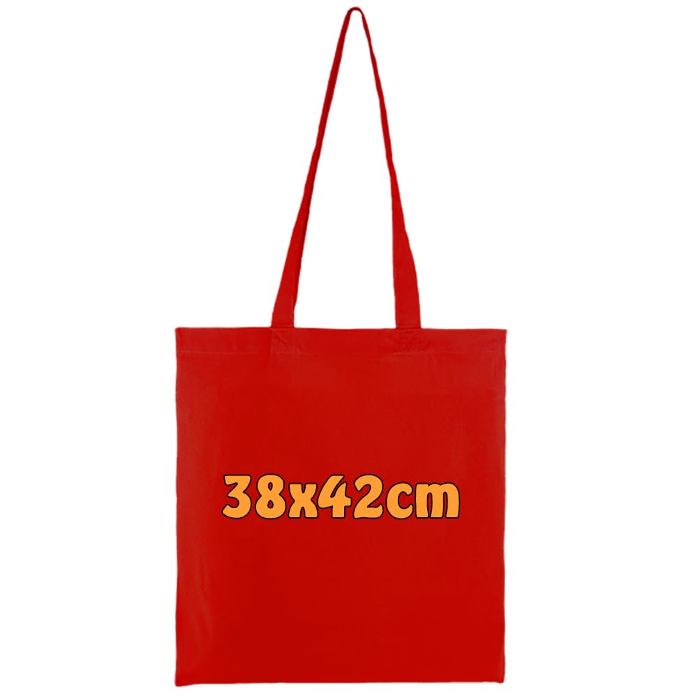 Cotton tote bag, plain, with two long handles, 38 x 42cm, red, pack of 25