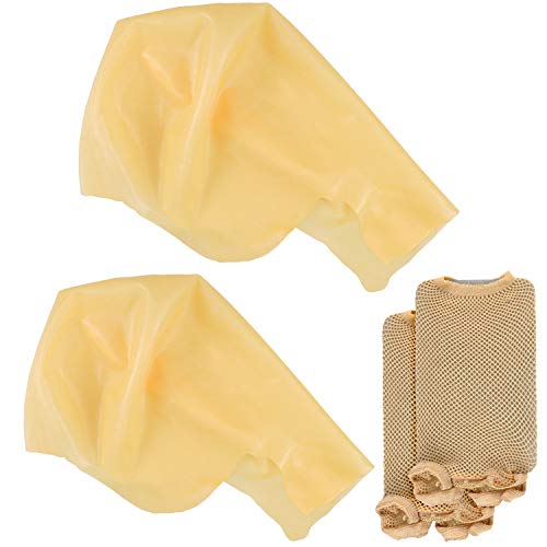 Homgaty 2 Pieces Bald Caps Costume Accessory Makeup Latex Bald Include 1 Big and 1 Small Head Wig Cap for Men Women(Extra Gift for 2 Light Brown Nylon Wig Caps Nets for Hair Management)