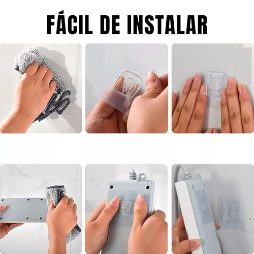 Kit 8 Ganchos Adesivos Macho e Fêmea Transparente - Suporte de Parede Sem Furo, Fixação Resistente - Organizador de Parede - Encaixe Rápido - UpShop