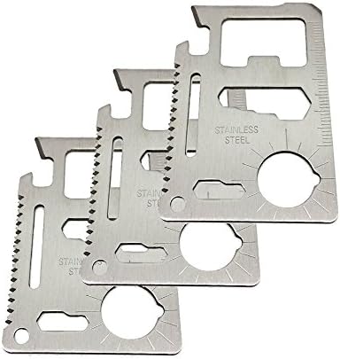 Blackett 11 in 1 Credit Card Multitool, Made Of Solid Stainless Steel, For EDC and Survival, 3 Pack