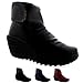Womens Fly London Yegi Leather Velcro Fashion Wedge Heel Ankle Boots