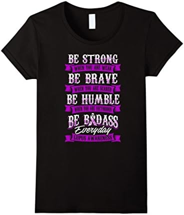 Women's Lupus Awareness Tshirts - Be strong be brave Large Black