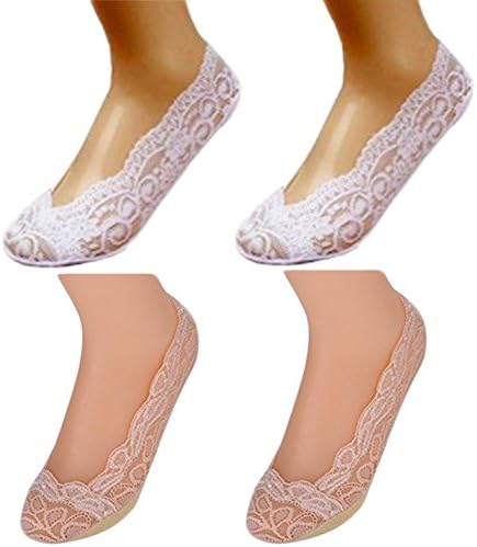 Vodeus Womens Stylish 4 Pair No Show Socks Non Slip Invisible Socks #5