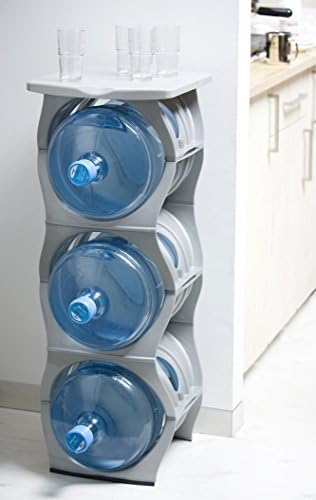 U Water Cooler Bottle Rack (Silver, Three Bottle Rack with Shelf) by Birando
