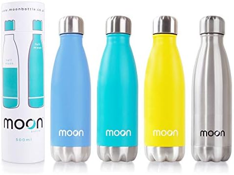 Moon Bottle – Vacuum Insulated, Double Walled Stainless Steel Water Bottle - 24 Hours Cold & 12 Hours Hot - 500ml – BPA Free Cool Cycling Swell Drink Bottles. Non Leak Sports Water and Drinks Bottles