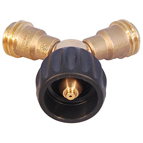 KIBOW Propane Y-Splitter Tee Adapter-100% Solid Brass-Work with BBQ Grills, Camping Stoves, Gas Burners, Propane Appliances