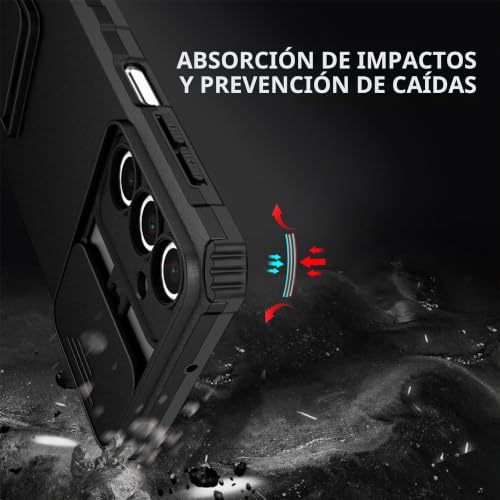 PANXIYUE Case for Samsung Galaxy A36 / A56, Slide Protection Case for the Camera, with 360 Degrees Full Body Anti-Shock, Anti-Scratch Protective Bumper Silicone and Armor Stand, Black