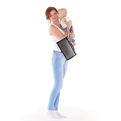 Portable Changing Pad Kit for Newborn Baby Infant - Lightweight Travel Home Diaper Changer Mat with Pockets - Waterproof & Foldable Changing Station with Head Cushion(Gray & Black) - Thumbnail 5
