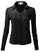 H2H Womens Casual Chiffon Blouse Short Rolled Up Sleeve Top Shirts With Chest Two Pocket