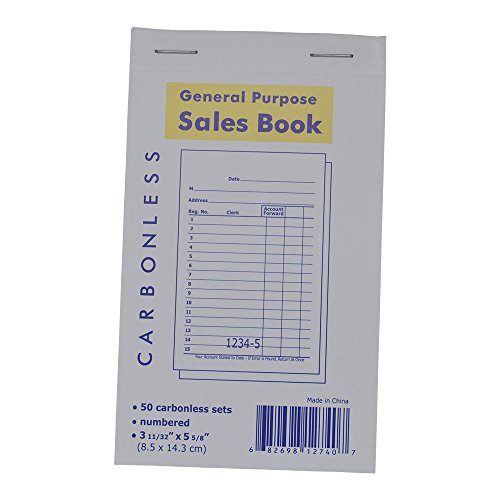 General Purpose 2-Part Sales Order Book Receipt Invoice 3-11/32 x 5-5/8 Inches Guest Check 50 Sets/Book, 1 Books (50 Sets)
