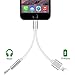 iPhone 7 Adapter, Lightning to 3.5mm Audio Adapter, ADABUNNY 2 in 1 Lightning Charger and 3.5mm Earphones Jack Cable for Apple iPhone 7 7 Plus 6S 6 iPod iPad - Support iOS 10.3 or Later (Silver)