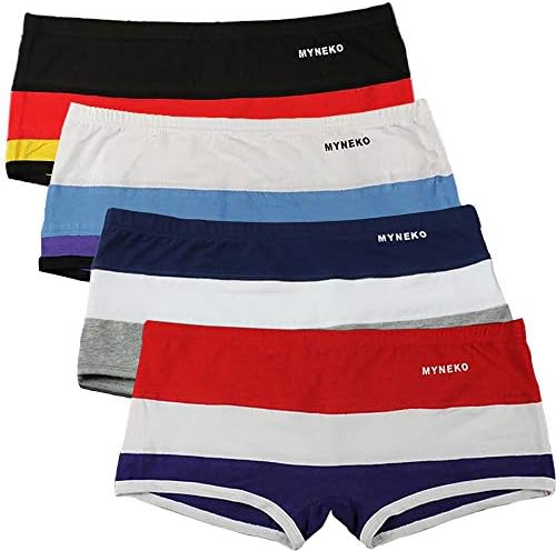 4枚セット ボクサー レディース パンツ ブリーフ セクシー 女性 下着 綿 吸水速乾 女性の下着 通気 吸汗 ストライプ ボーイズレングス スプライス ボクサー スーポツ
