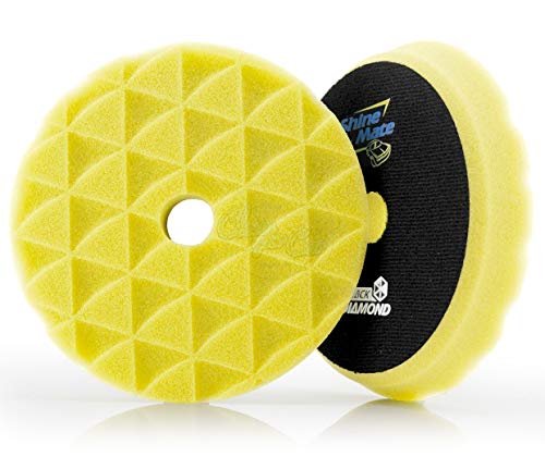 Shine Mate Polishing Foam Pads 6″ – Fits to 5″ Backing Plate (Yellow T80 High Cut Foam Pads)-Designed for Both Rotary & DA Polisher