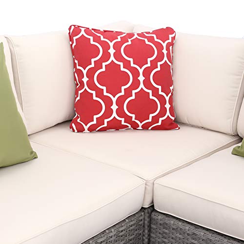 Do4U 6 PCs Outdoor Patio PE Rattan Wicker Sofa Sectional Furniture Set Conversation Set- Thick Seat Cushions & Glass Coffee Table| Patio, Backyard, Pool| Steel Frame (Beige)