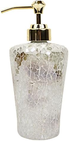 モザイク ディスペンサー ガラス シェル 洗剤ボトル ソープディスペンサー 通販 激安 White