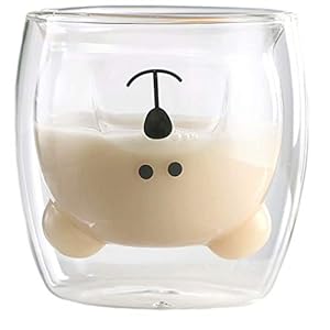 Lieflijke koffiekopjes theemelk leuke beer kat panda espresso cups mokken dubbelwandig geïsoleerde glazen…