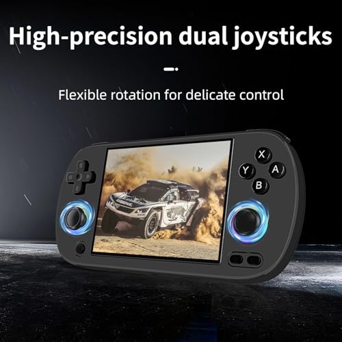 RG40XX H Retro Handheld Game Console RG40XXH Retro Gaming Console with 4-inch IPS Screen Linux System RGB Lighting 64G TF Card and 3200mAh Battery Supports 5G WiFi Bluetooth 4.2 Black