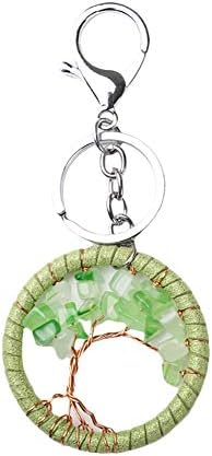 Meigold 1 Pcs Tree of Life Bag Keychain Cute Keyring Charm Purse Pendant Fashion Hanging Ornament Bag Accessories Decoration for Women Girls Birthday Anniversary Gift Green