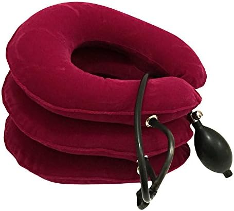 Cervical Neck Traction Device by ZMcarepro - Instant Pain Relief and Helps with Spine Alignment to Relief Chronic Neck and Shoulder Pain - Excellent Alternative for Pain Relieving Remedy (Red Rose)