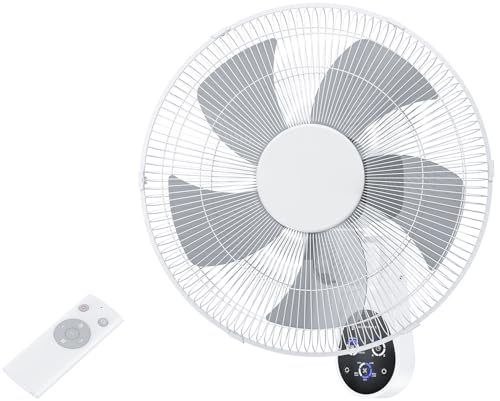 16 Inch Quiet Wall Mount Fan with Remote Control, 5 Speeds, 3 Wind Modes, 90° Oscillating Wall Fan, 8H Timer, Adjustable Tilt, Indoor Cooling Fan for Bedroom, Home Gym, Kitchen & Studio