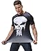 Red Plume Men's Film Super-Hero Skull Logo Sports Shirt Running Party Short Sleeve Tee (L)
