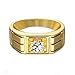 Geminis Mens Personality Gold Electroplated Cubic Zirconia Wide Band Rings-10
