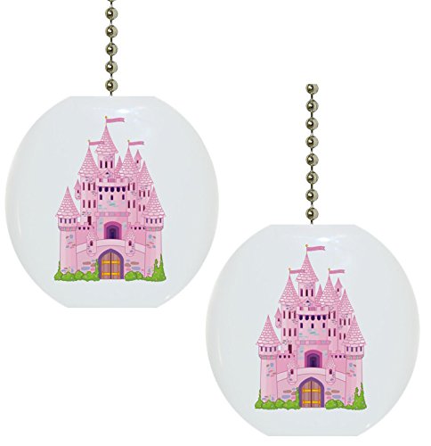 Set of 2 Castle Fairytale Solid CERAMIC Fan Pulls