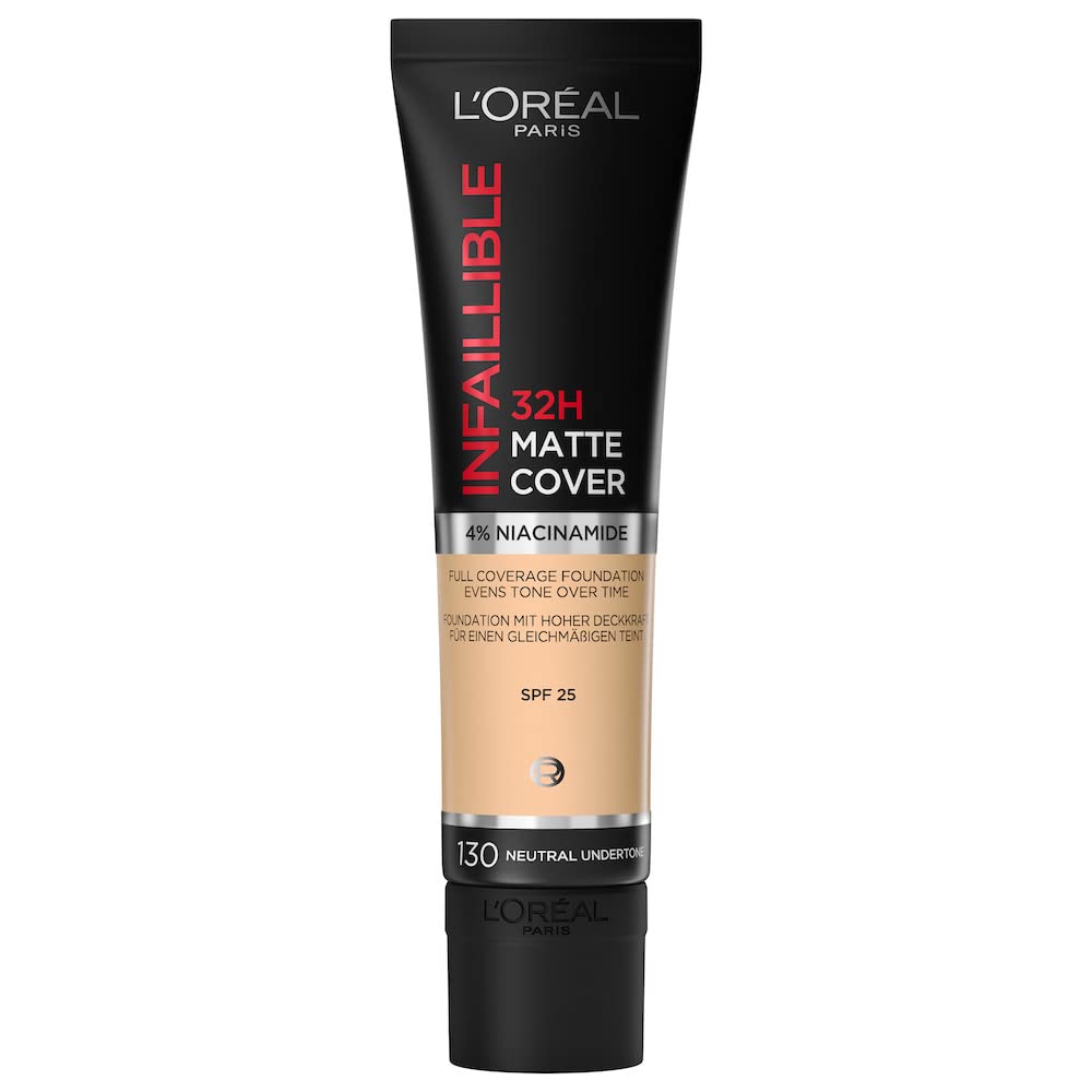 L'Oréal Paris - High Coverage Waterproof Matte Foundation - Long Lasting - Light & Mattifying - SPF 25 - Infallible 32H Matte Cover - Shade 130 Neutral Subtone - 30 ml — image 1