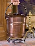 Gardener's Supply Company Steel Copper Finish Fireplace Ash Bucket with Floor Protection Stand, Holds 8 Quarts