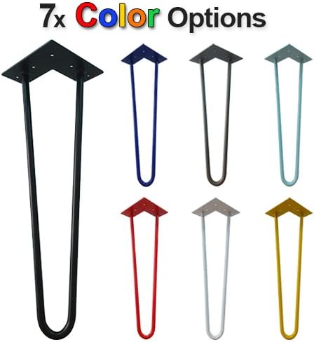16" Hairpin Legs - Set of 4 Table Legs - Twenty SCREWS INCLUDED! (Style: Mid-Century Modern) (Color: Apple Red)