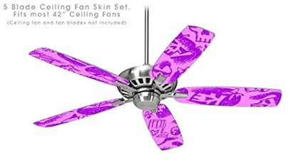 Skull Sketches Purple Ceiling Fan Skin Kit Fits Most 42 Inch
