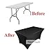 TEKTRUM 4 FT LONG RECTANGULAR STRETCH TABLECLOTH DJ JACKET COVER FOR TRADE SHOW - PREMIUM FABRIC - BLACK COLOR