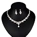 WeimanJewelry Silver/Gold Plated Women Cubic Zirconia Round CZ Marquise Teardrop Bridal Necklace and Drop Earring set for Bride Wedding (Rose Gold)