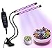 LED Grow Light with 40 Red Blue Spectrum LEDs, Adjustable Dual Head Timing Growing Lamp, 9 Dimmable Levels, 3/9/12H Timer (20W)