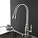 KES cUPC NSF Certified BRASS Faucet Brushed Nickel with Pull Down Sprayer Extra High Large Modern Commercial Pullout Sink Faucet Swivel High Arc Gooseneck Pulldown Sprayer Head Satin Nickel, L6932-2
