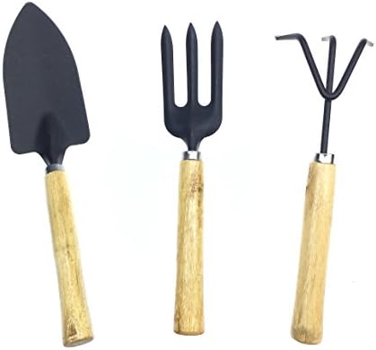 SunLive Garden Tool Set Economic Stainless Steel 3 PCS Small Potted Plants Including Ergonomic Trowel,Cultivator,Transplanter