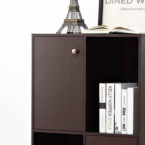 image for DlandHome Bookcase, 2-Door & 2-Cube, Modern Floor Utility Storage Cabi