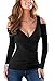 Merryfun Women's Sexy Deep V Neck Casual Bodycon Tops Tee Shirt, Black XL