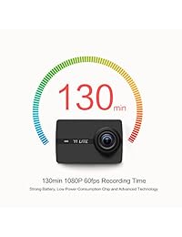 Yi Lite Cámara de acción 16 MP WIFI 2.0" visualización táctil LCD 150 ° Gran Angular 4 K Deportes cámara Sony Sensor de Imagen en caso de cámara 40 m resistente al agua (Caso no incluido) para esquí patinaje (Negro)