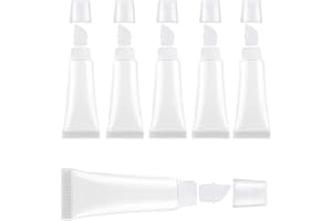 BlingKingdom 6pcs Lip Gloss Tubes 8ml Clear Soft Empty Lip Balm Containers Refillable Mini Cosmetic Tubes for Comestic Makeup and Travel Toiletries