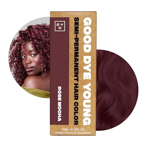 Good Dye Young Vegan and Cruelty-Free Semi-Permanent Hair Color, Infusions, Conditions & Boosts Shine, Easy Application, Red Brown Hair dye (5FL OZ, Rose Mocha, Indigo Tea, Iced Matcha) (Rose Mocha)