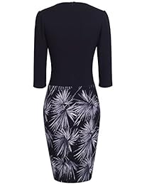 Vestido clásico HOMEYEE B237 para damas de estilo Colorblock Business Pencil