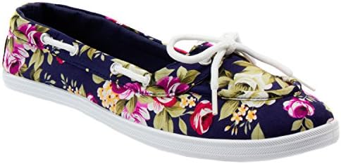 Blue Womens BOATY-FLEUR-H Floral Print Boat Shoe. Navy Size 10