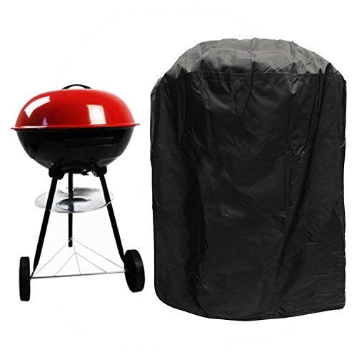 XGZ Barbecue Grill Cover, Waterproof Heavy Duty Round Barbecue Cover Nylon for Round Gas Charcoal Electric Barbecue with Storage Bag - Black - Thumbnail 7