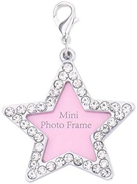 FYUE Personalized Stainless Steel Crystal Bling Cat Dog Pet ID Name Tag (Star)