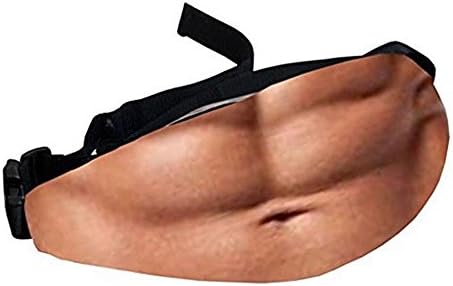 Dad Bag Waist Packs, Fake Belly Traveling Fanny Bags Christmas Gift for Men (D Red Musle)