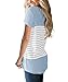 Vemvan Womens Short Sleeve Round Neck T Shirts Color Block Striped Causal Blouses Tops